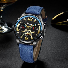 new personality men's belt watch three-eye calendar watch quartz watch