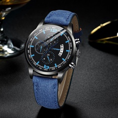 fashion men's belt watch three-eye calendar digital scale quartz watch