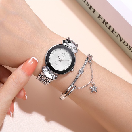 2021 new steel band watch diamond dial alloy quartz watch's discount tags