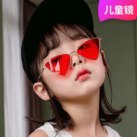 Children's triangle sunglasses girl personality sunglasses boy fashion metal frame glasses's discount tags