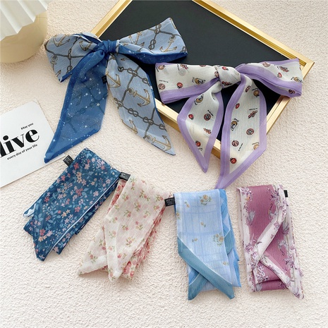 New thin and narrow strip small silk scarf wholesale's discount tags