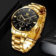 Shaarms New Hot Sale Men's Steel Strap Watch Fake Three-Eye Business Calendar Quartz Watch Watch for Men