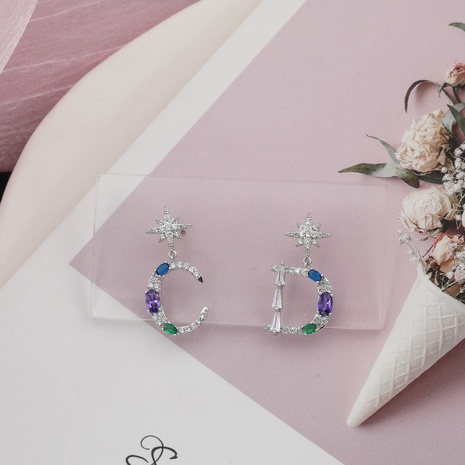 Exquisite fashion star moon diamond earrings's discount tags