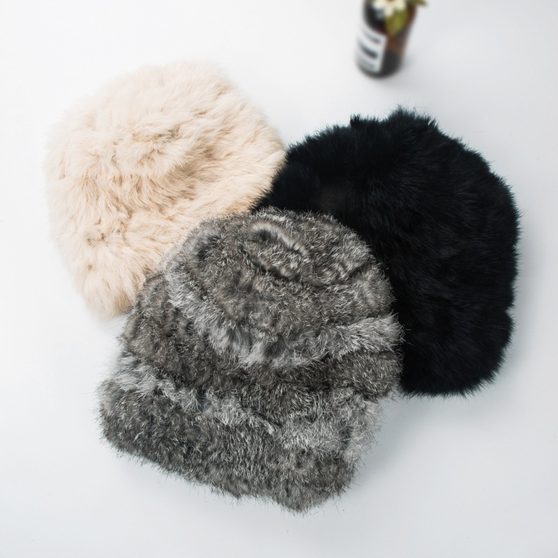 fashion rabbit fur fisherman hat autumn and winter warmth plush padded hat