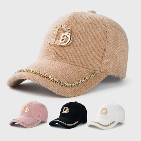 autumn and winter inlaid with rhinestones plush hat thickened warm letter cap's discount tags