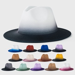 New woolen tie-dye gradient big brim jazz hat wholesale