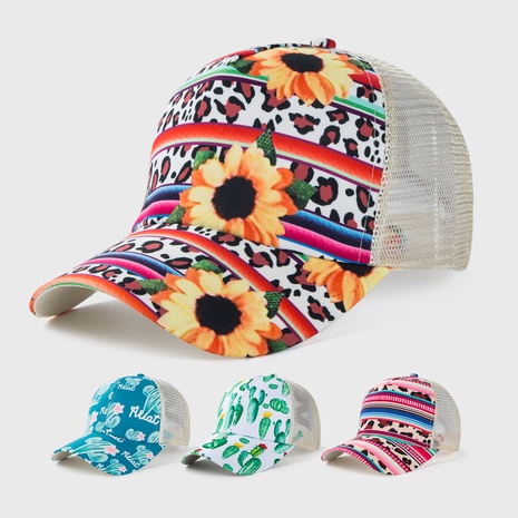 fashion printing cross mesh hat sun-proof sunshade cap's discount tags
