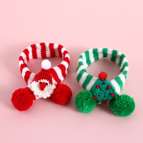 pet knitted striped scarf Christmas dog cat collar's discount tags