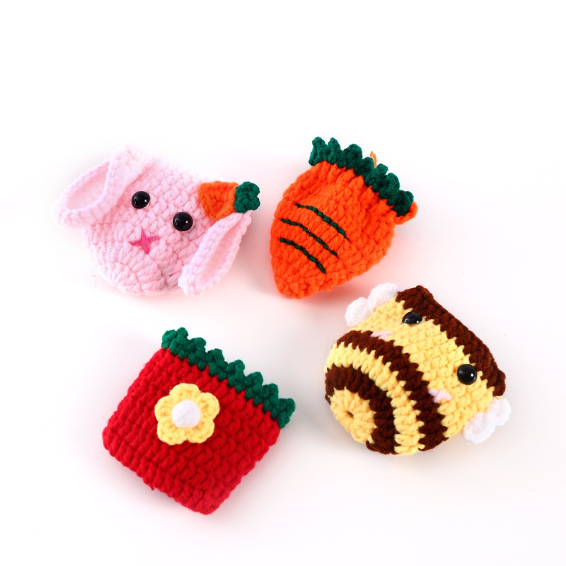 handmade snack bag bee carrot rabbit knitted pet bag
