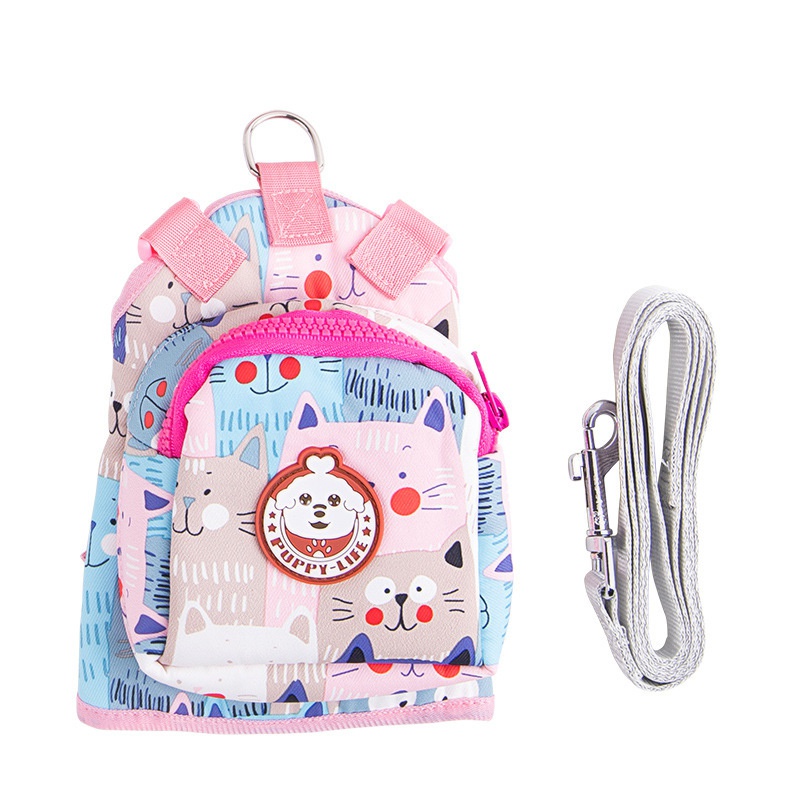 Fashion multipurpose dog leash chest strap pet functional school bag