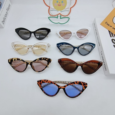 Nuevas gafas de sol con forma de ojo de gato, templo de cadena de metal, gafas de sol europeas y americanas NHBA508259's discount tags