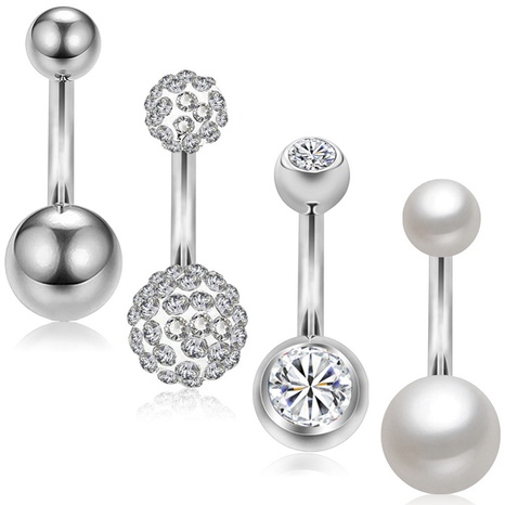 combination set stainless steel zircon belly button nail belly button ring piercing jewelry's discount tags