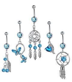 five-piece blue series belly button ring combination exquisite zircon