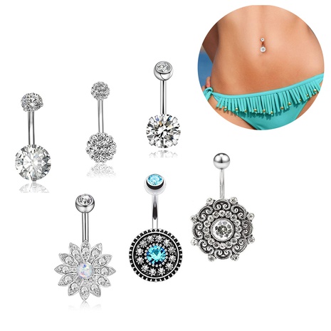Piercing Set Combination Zircon Belly Button Ring Jewelry 6 Piece Set Wholesale's discount tags