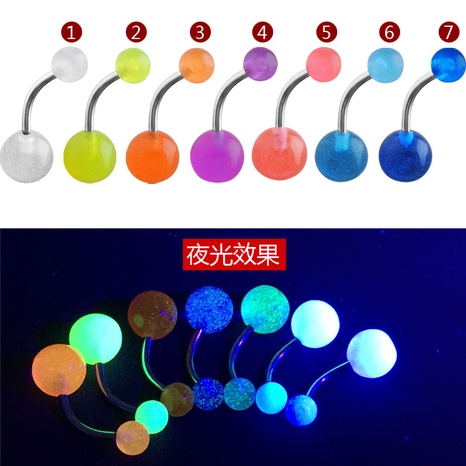 316L medical steel pierced acrylic luminous ball umbilical nail wholesale's discount tags