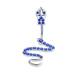 European and American style diamond-studded snake belly button nail