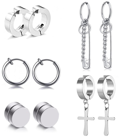 Korean earrings set cross pendant magnet earrings stainless steel jewelry's discount tags