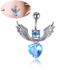 European and American fashion crystal zircon wings belly button ring wholesale