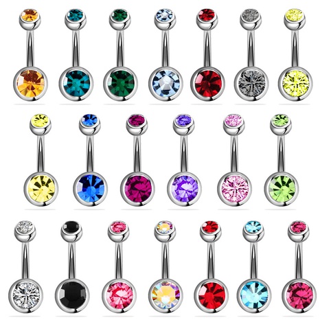 stainless steel double diamond belly button buckle diamond belly button nail set's discount tags