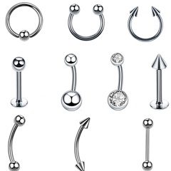 titanium steel tongue nail belly button ring nose nail piercing jewelry
