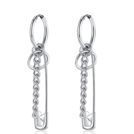 Fashion pin earrings female creative long chain earrings stainless steel earrings's discount tags