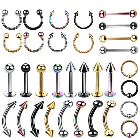 32 sets of human body piercing jewelry nose ring nails's discount tags