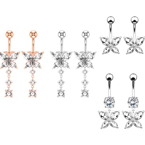 new creative butterfl stainless steel belly button nail's discount tags