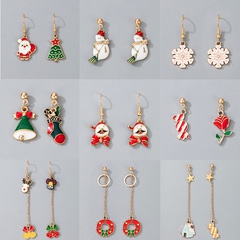 Boucles d'oreilles de Noël bonhomme de neige de style festif de bonhomme de neige de style rouge et vert