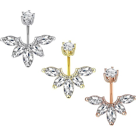 Fashion zircon umbilical stainless steel flower belly button ring's discount tags