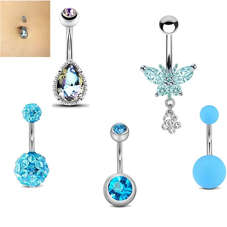 stainless steel tree butterfly zircon belly button ring 5-piece set's discount tags