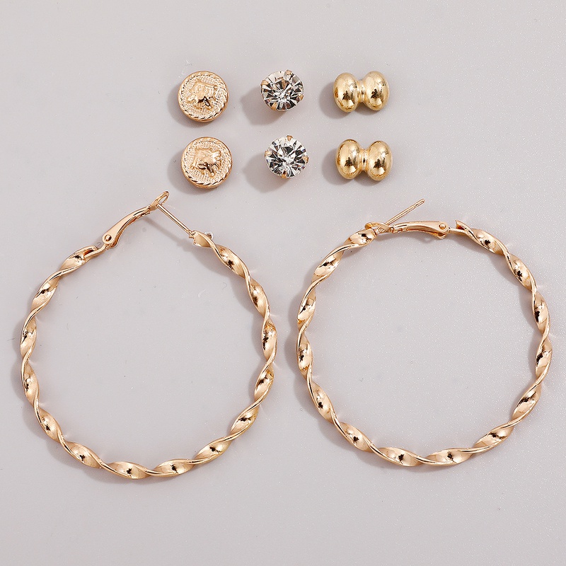 fashion vintage golden big round earrings earrings NHHUQ509039
