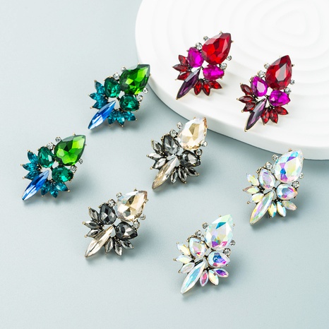 Pendientes de diamantes de cristal de diamantes de imitación de color de moda's discount tags