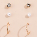 fashion geometric pearl inlaid rhinestone hoop earring set NHHUQ509028picture8