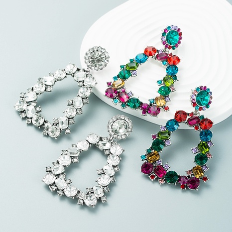 diamond-studded acrylic trapezoidal earrings trendy earrings's discount tags