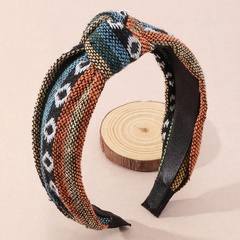 ethnic style wide-brimmed fabric clashing color knotted headband