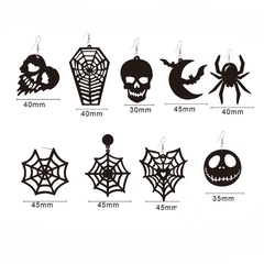 Halloween Black Scary Spider Web Bat Pumpkin Moon Coffin Heart Skull Earrings