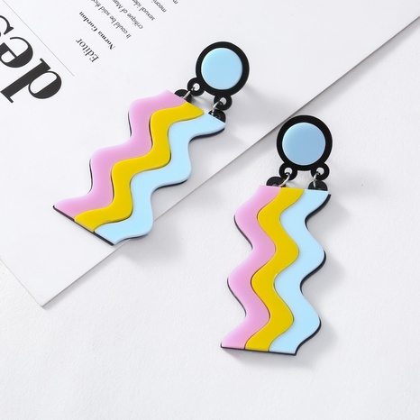 exaggerated abstract three-color color matching wave paper-cut earrings wholesale's discount tags