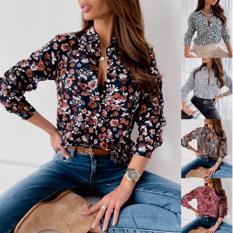 autumn and winter new long-sleeved floral printed shirt's discount tags