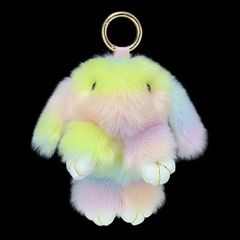 Neue Farbe Plüsch Kaninchen Puppe Anhänger Legierung hängenden Ring Schmuck Kinder Plüsch Schlüsselanhänger