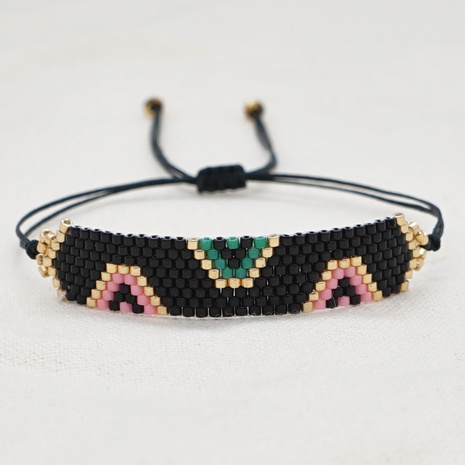 bracelet ethnique rétro de ligne géométrique bohème de perles de riz tissées's discount tags
