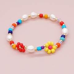 bohemia rainbow baroque natural pearl beaded flowers miyuki bracelet