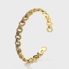 Fashion geometric copper inlaid zircon opening bracelet