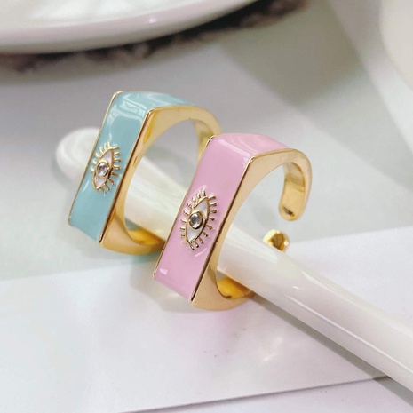 fashion trend ring 18k gold-plated oil drop simple eye opening adjustable female ring's discount tags