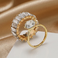 French retro fashion elegant metal texture diamond alloy set ring wholesale