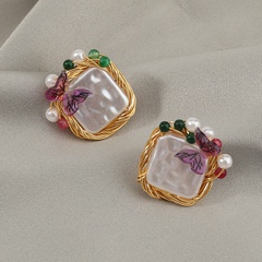 Geometric pearl earrings color butterfly alloy earrings