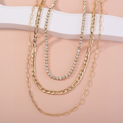 multi-layer lattice chain necklace rhinestone claw chain clavicle chain choker