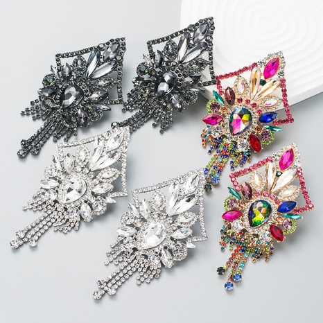 Fashion alloy color diamond long tassel earrings alloy earrings's discount tags