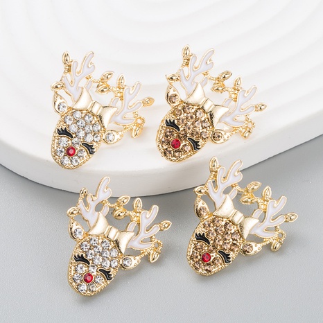 European and American fashion personality drip oil antlers alloy diamond elk earrings's discount tags