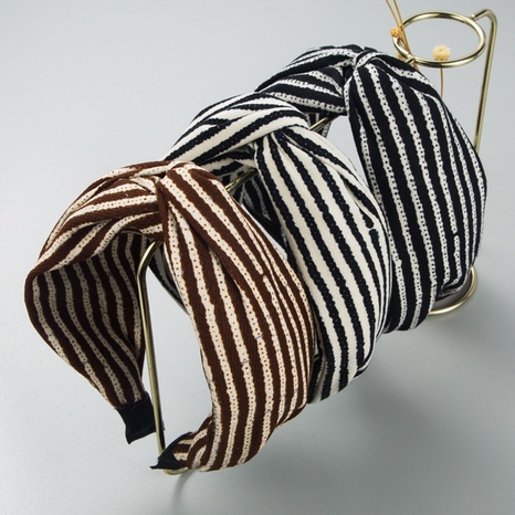 Korean fashion stripes color-blocking fabric cross-knot headband's discount tags