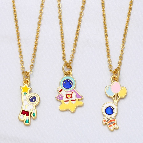 new astronaut creative cute color dripping oil astronaut pendant clavicle chain's discount tags